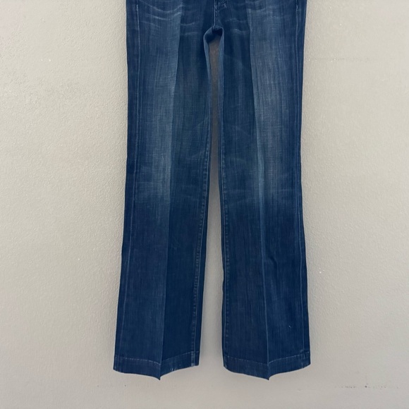 7 For All Mankind Dojo Jeans Low Rise Flare Western Y2K Dark Denim Blue 30 - Picture 8 of 16